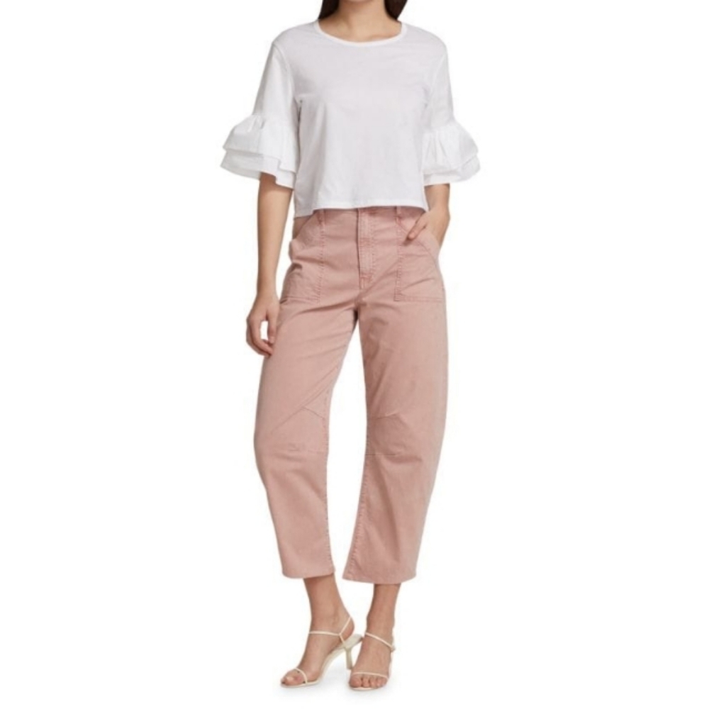 Veronica Beard Charlie Barrel Leg Trouser Patch Pockets Rosewood Sz 24 / 00